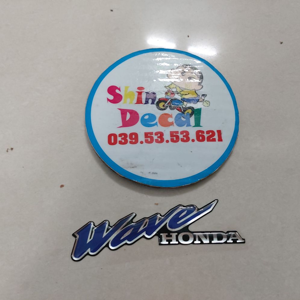 Tem chữ wave nhựa nổi dán mặt nạ