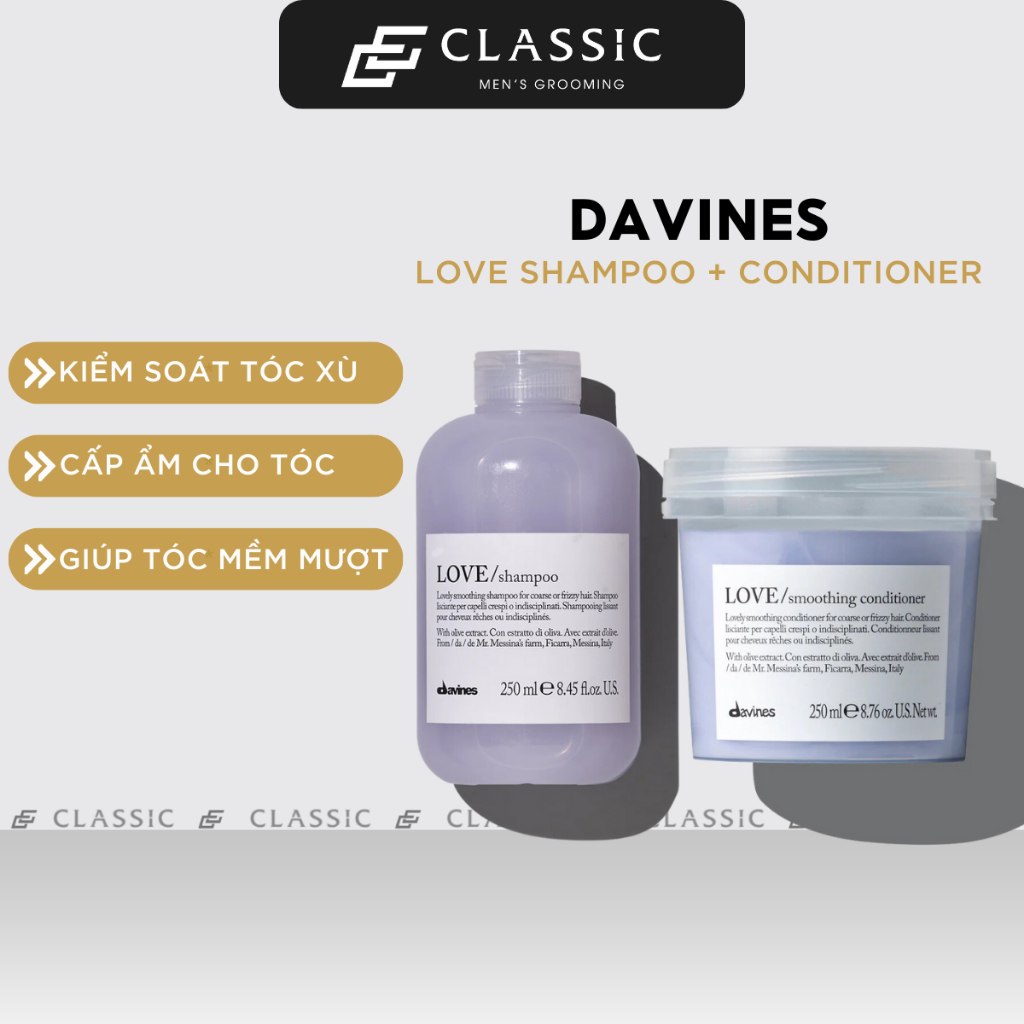 Combo Gội Xả Mềm Mượt Davines Love 250ml