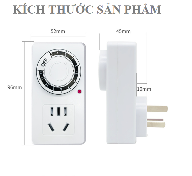 Ổ cắm điện hẹn giờ tắt INVERTECH tiện dụng, Ổ cắm hẹn giờ cơ công suất 10A/220V ổ cắm hẹn giờ lùi công tắc hẹn giờ timer hẹn giờ