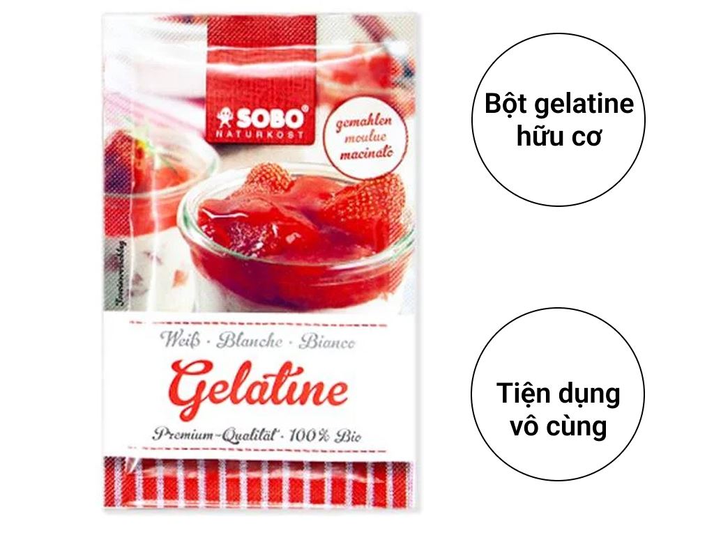 Date 09/24 Bột Gelatin Hữu Cơ Sobo 9g