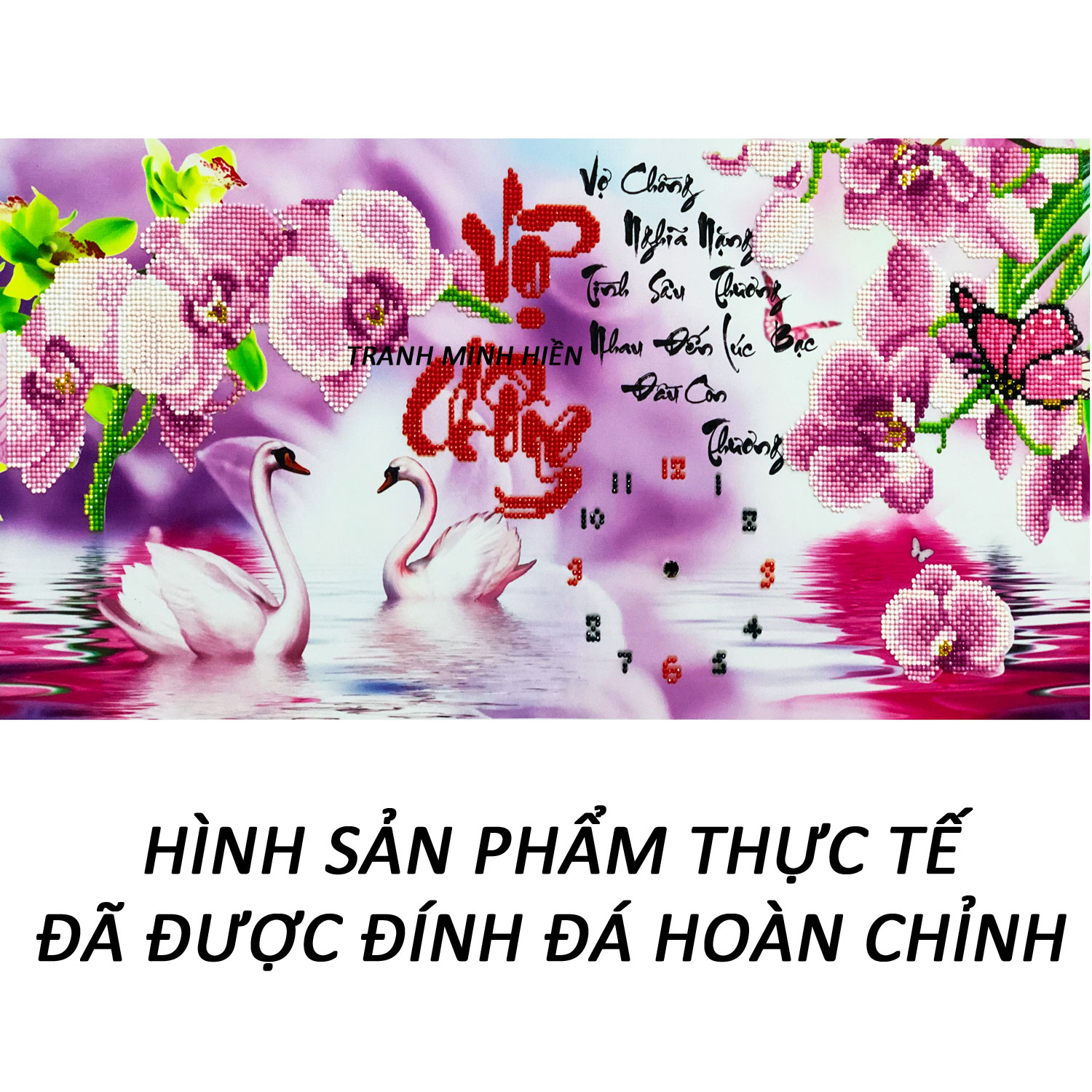 Tranh Đính Đá Vợ Chồng Hạnh Phúc Bền Lâu 16 (Kèm Quà Tặng) - Tranh Minh Hiền (TỰ ĐÍNH ĐÁ)