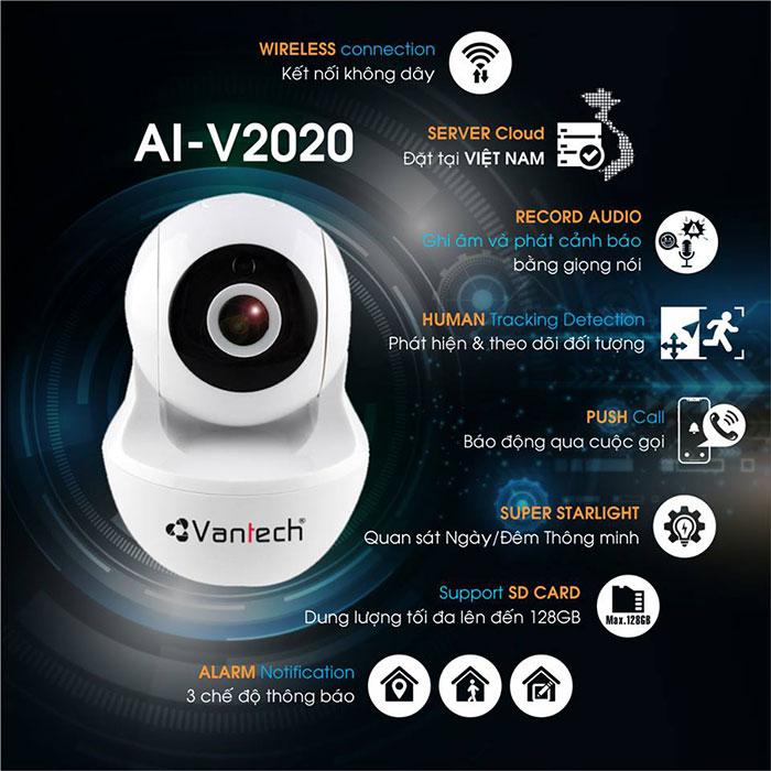 CAMERA WIFI VANTECH V2020 2.0MP - ROBOT AI-V2020 CAO CẤP