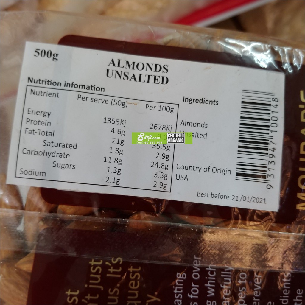 Hạt dinh dưỡng Mourads Úc 500 g (Hạnh nhân SẤY CHÍN)