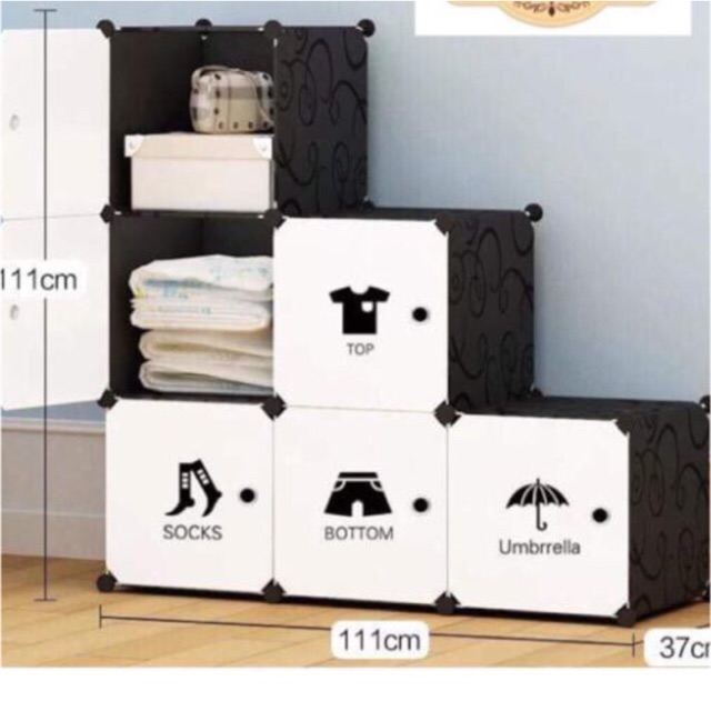 🍃Mẫu Bán Chạy - Tủ Nhựa Quần Áo Lắp Ghép 6 Ô Size Sâu 47Cm. Tặng Kèm Móc Treo Đồ.