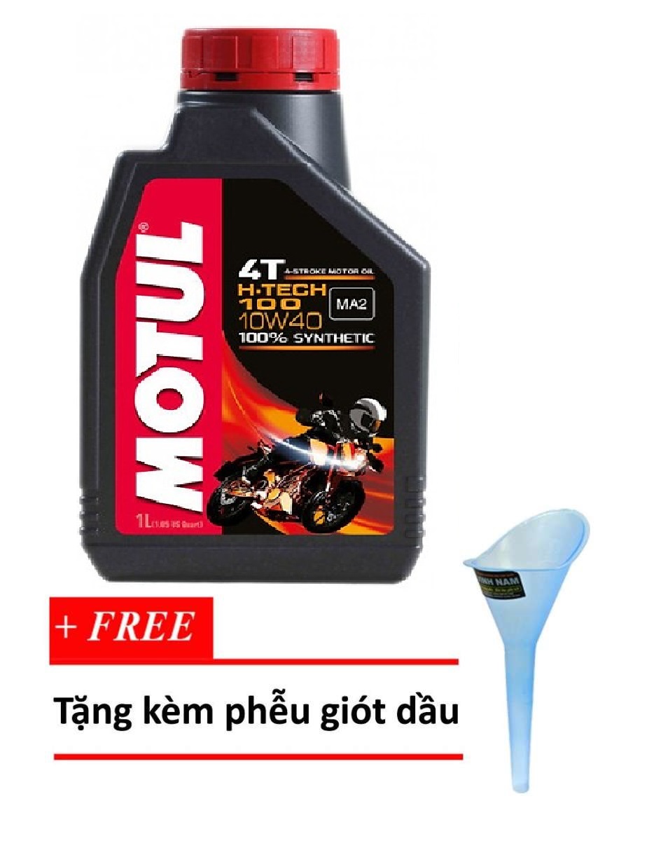 [HCM]Nhớt tổng hợp xe máy Motul H-Tech 100 10W40 1L tặng Phuễ giót nhớt cao cấp
