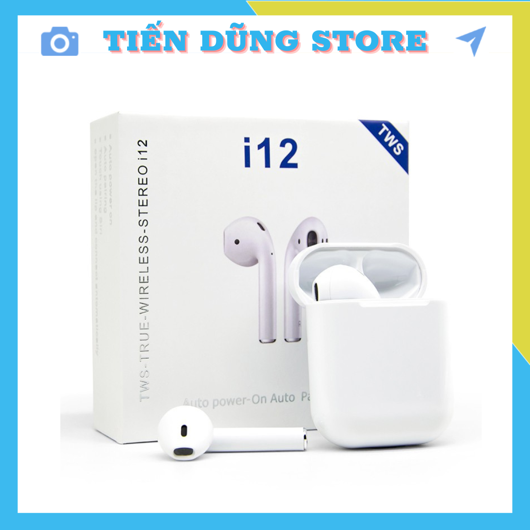 Tai nghe i12 tws bluetooth 5.0 - cảm ứng 4.7 - tặng kèm cáp sạc