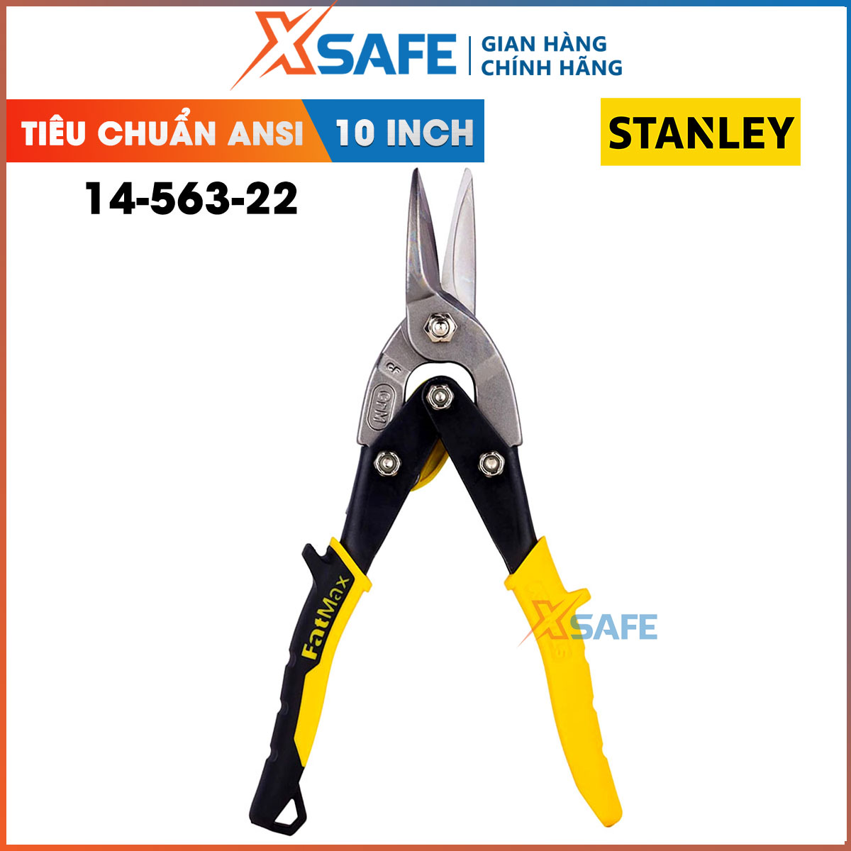 Kéo cắt sắt ba loại mũi 10 INCH 250mm STANLEY gia công từ hợp kim thép cứng cáp Kéo cắt sắt Stanley có tay cầm êm ái và có lỗ treo, đường cắt sắt ngọt không gợn vết –