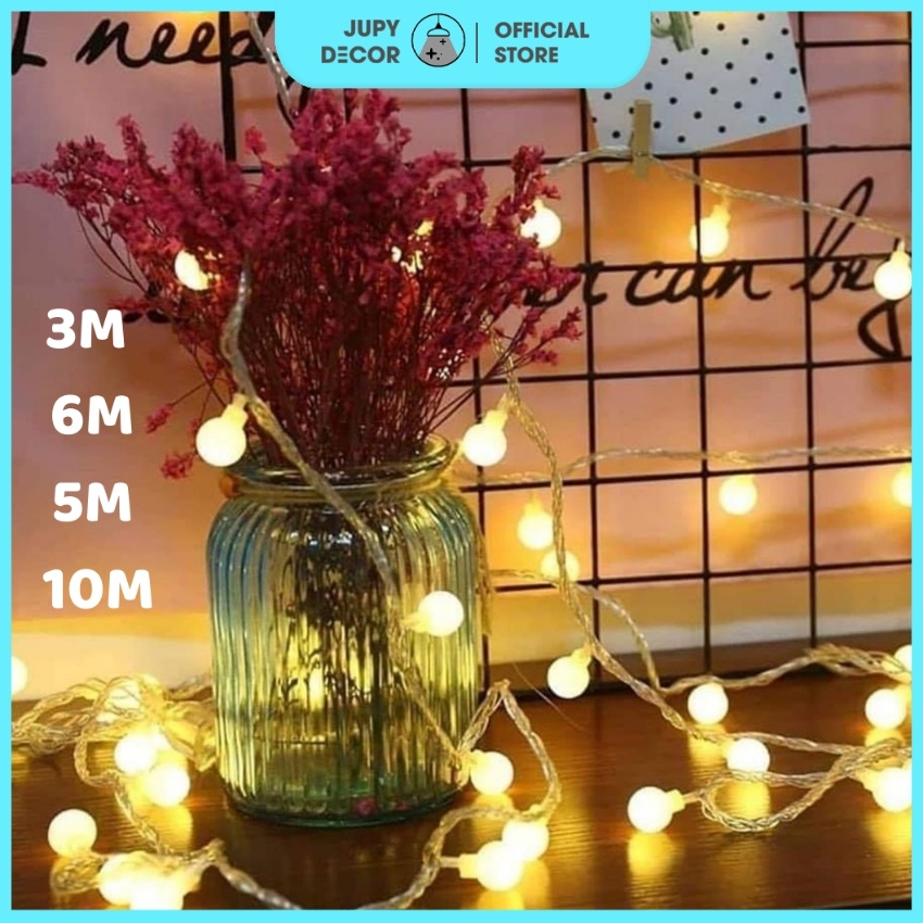 [ĐIỆN /PIN /USB] Dây Đèn Led Bóng Tròn Cherry Ball 3m/5m/6m/10m JD06 Đèn Nhỏ Xinh Trang Trí Phòng Ngủ, Treo Hình, Góc Học Tập, Cửa Sổ, Ban Công Siêu Dễ Thương và Lung Linh Decor Nhà Cửa - Jupy Decor