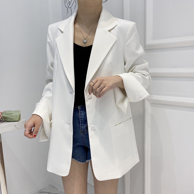 Áo Blazer tay dài màu trơn cho nữ 1 lớp, blazer trơn dài tay nữ- AmandaStore