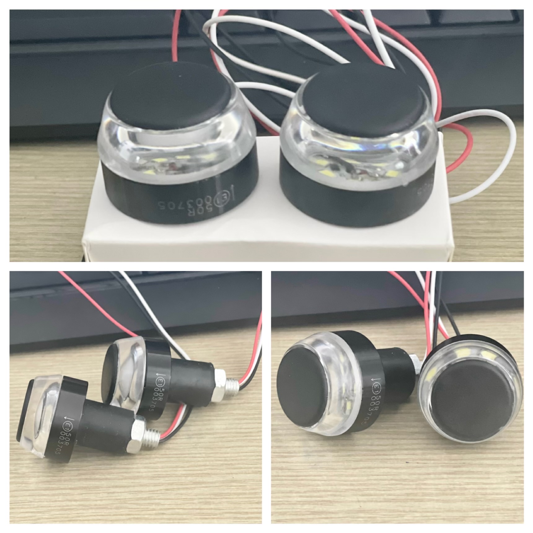 Gù tay lái đèn Led gắn xe máy,moto ánh sáng trắng xanh