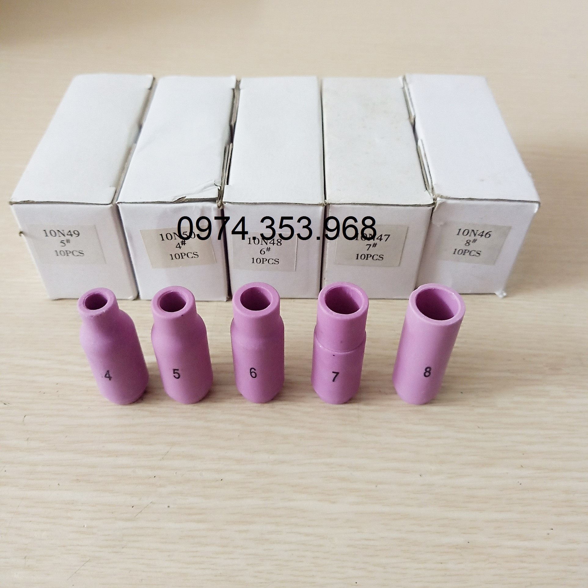 Sứ tig WP số 4,5,6,7,8 - 10 cái Chụp sứ mỏ hàn tig WP