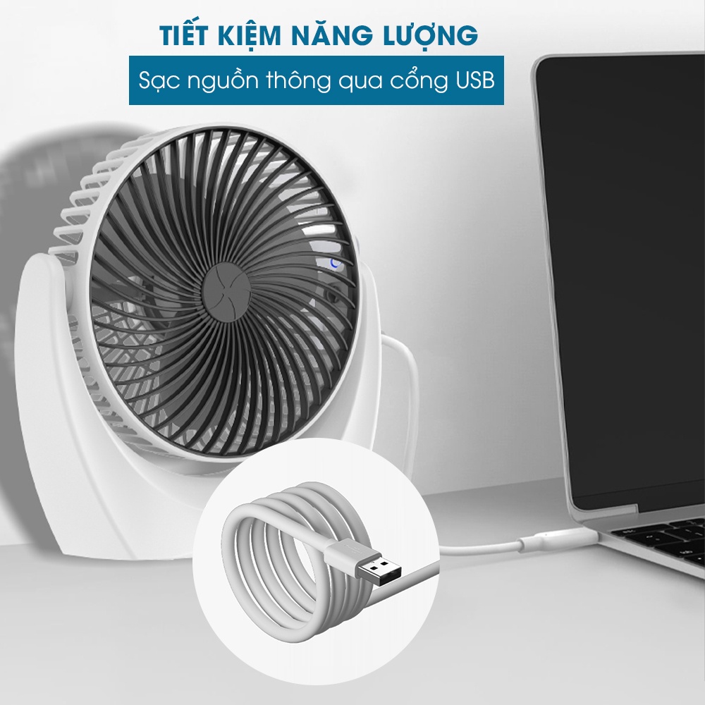Quạt Tích Điện Mini Để Bàn Nhỏ Gọn