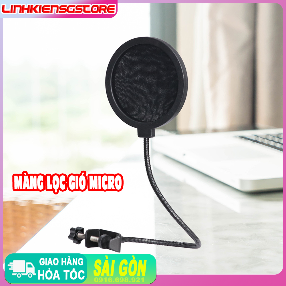 Màng lọc âm gió phụ kiện cho micro, mic thu âm gắn cho kẹp cạnh bàn