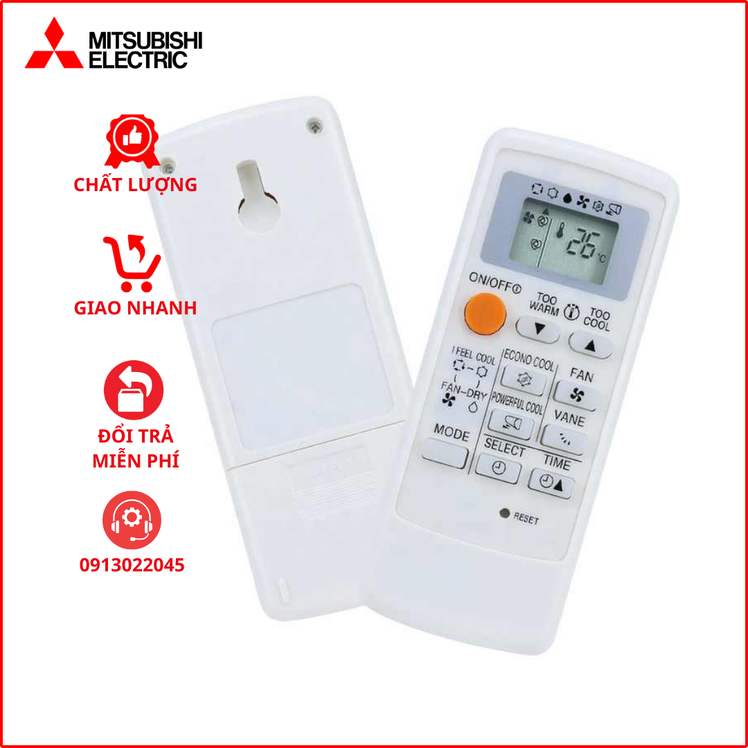 Điều khiển cho điều hòa MITSUBISHI (Mặt trắng bạc)
