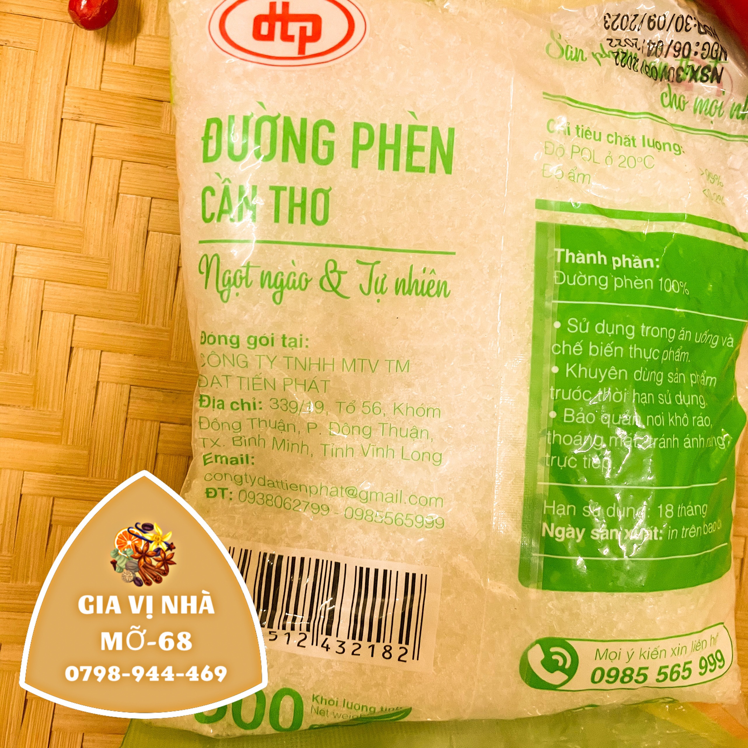 ĐƯỜNG PHÈN HẠT CẦN THƠ-GÓI-500GR