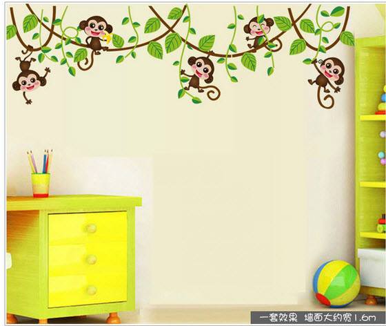 [HCM]DECAL DÁN TƯỜNG VOI PHUN NƯỚC VÀ GIÀN KHỈ