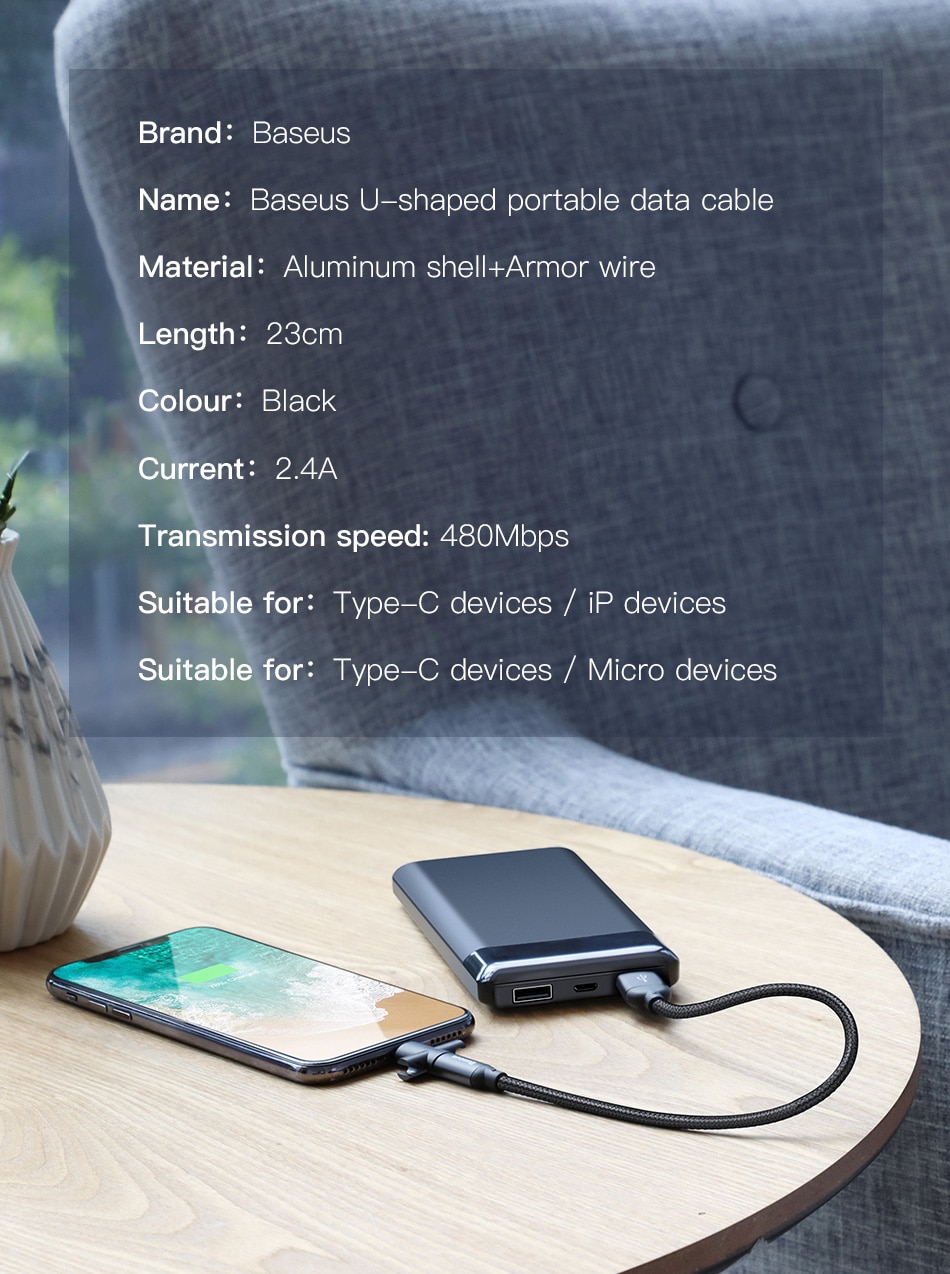 Dây cáp sạc iphone ngắn - Baseus 23cm