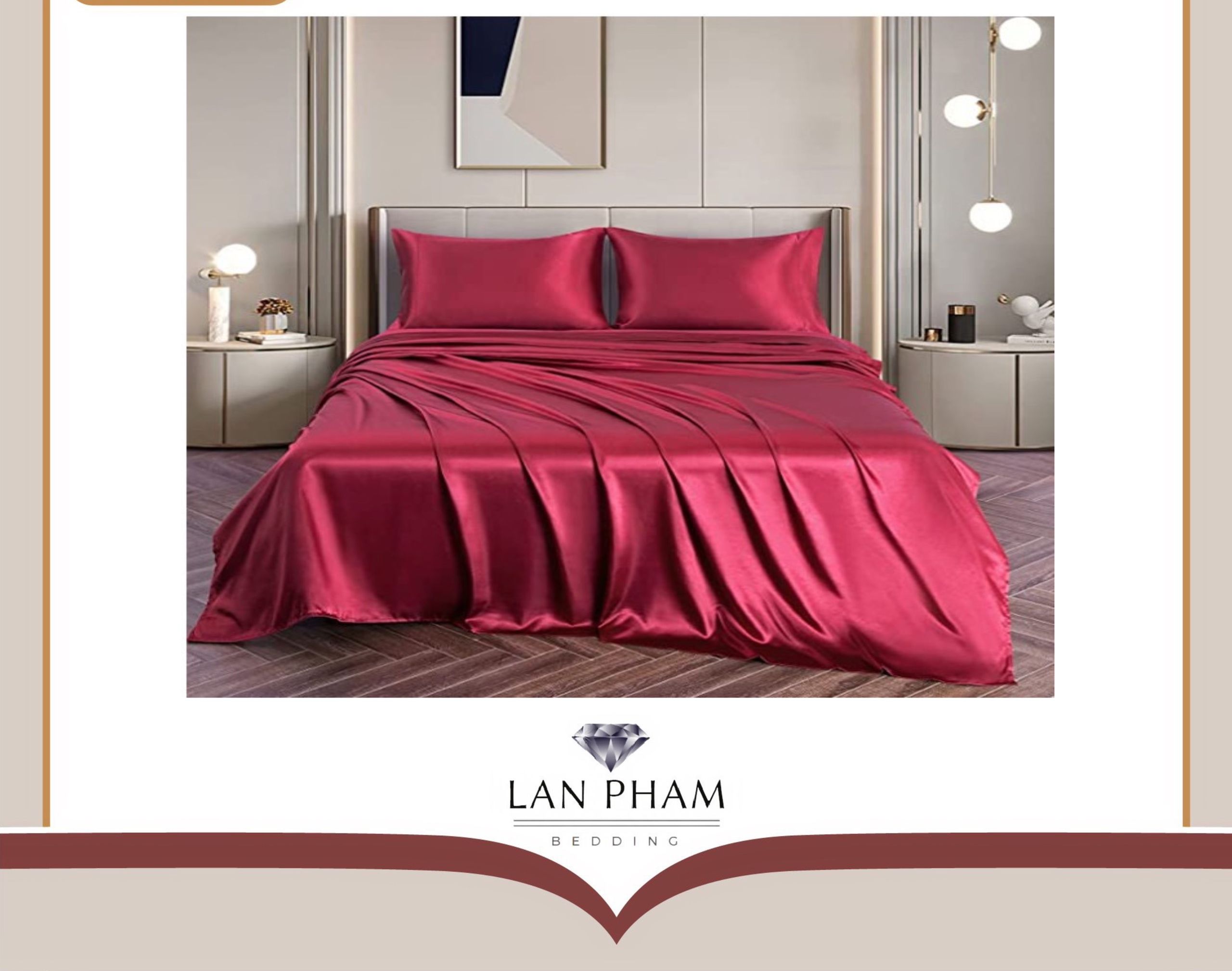 ( Lụa Loại 1) Chăn Lẻ Phi Lụa Màu Đỏ Đô Cao Cấp Mềm Mại Lan Pham Bedding.
