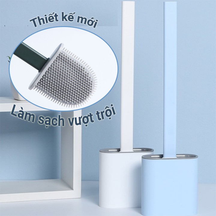 XẢ KHO - Chổi Cọ Nhà Vệ Sinh, Cây Cọ Toilet Bồn Cầu Bằng SiliCon Kiểu Mới Có Giá Đựng Dán Tường- Sạch Sẽ, Tiện Dụng