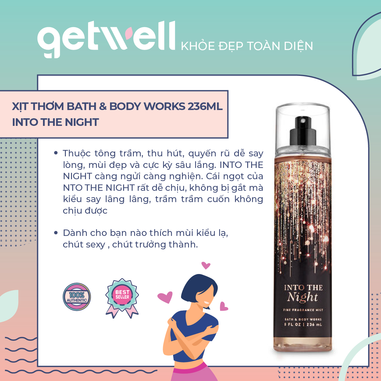 Xịt thơm toàn thân Bath & Body Works Fine Fragrance Mist - INTO THE NIGHT (236ml)