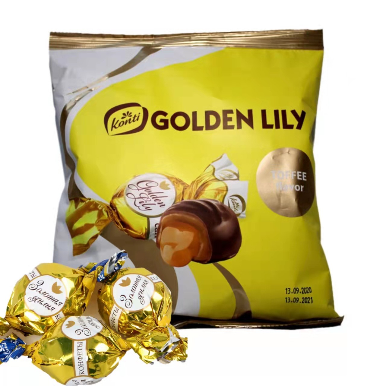 [ Siêu phẩm - Sẵn hàng ] Combo 1000g Kẹo Socola Nga Bông Huệ Vàng Konti “Golden Lily” gói 500g