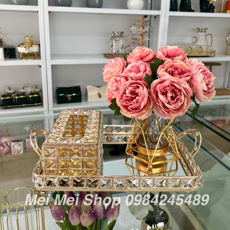 Khay đựng nước hoa mỹ phẩm pha lê