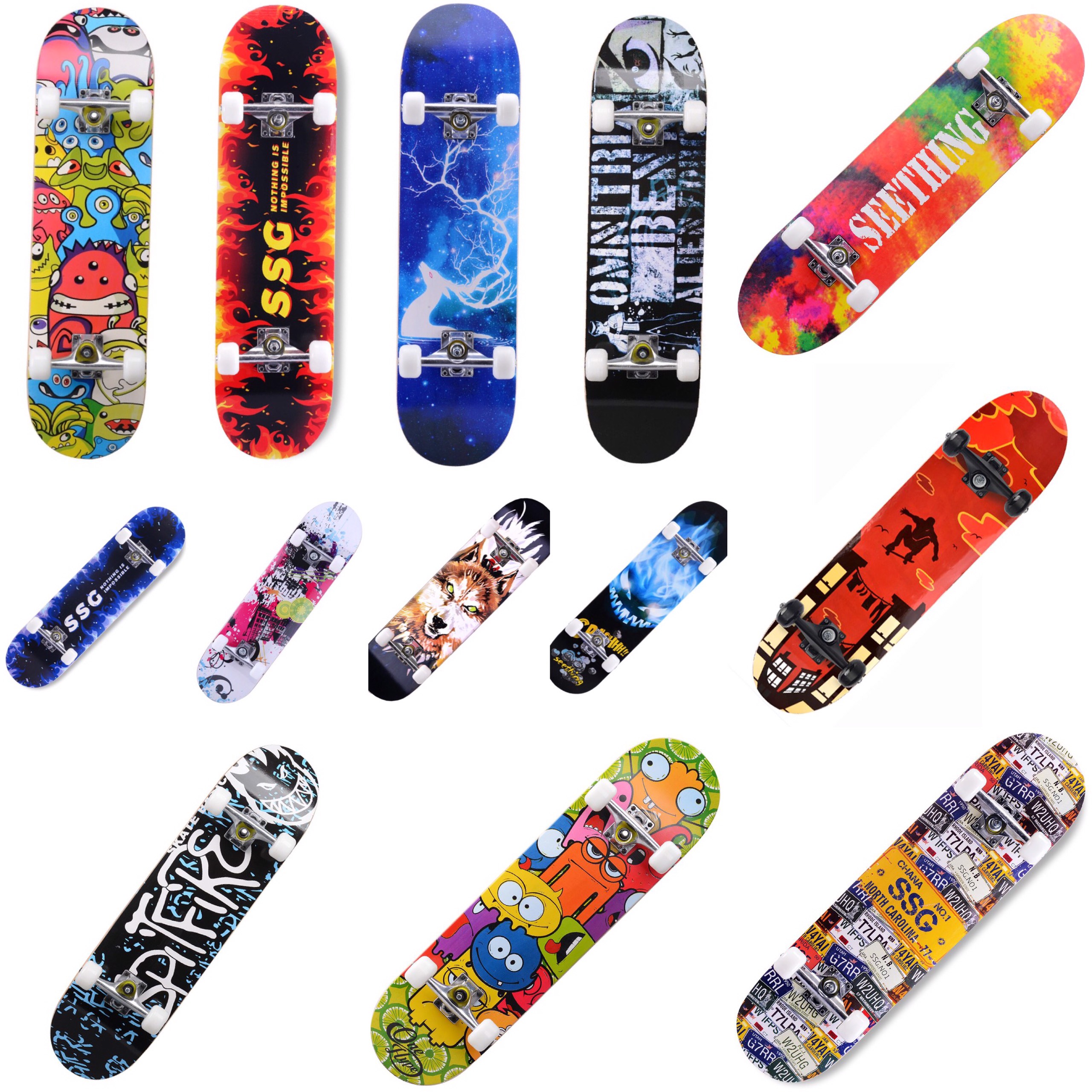 Ván Trượt Thể Thao Skateboard Mặt Nhám Cao Cấp (Khung hợp kim  + bánh cao su cao cấp)