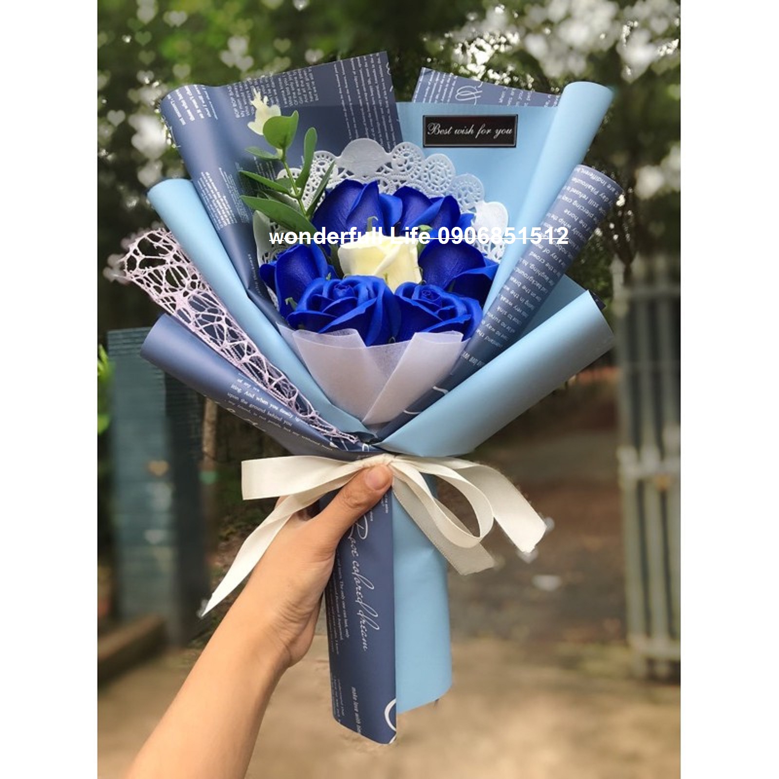 Bó hoa hông sáp thơm vĩnh cửu 5 bông