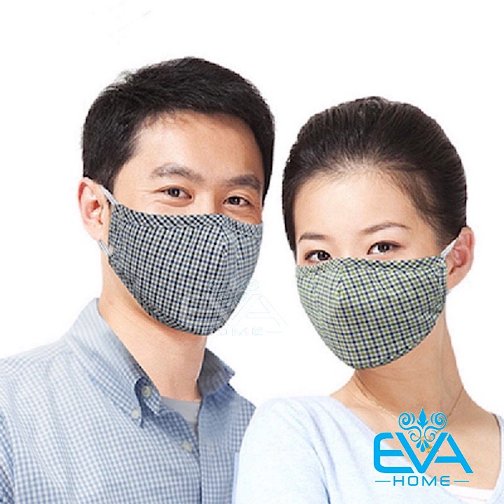 Khẩu trang vải kẻ sọc 2 lớp vải cao cấp