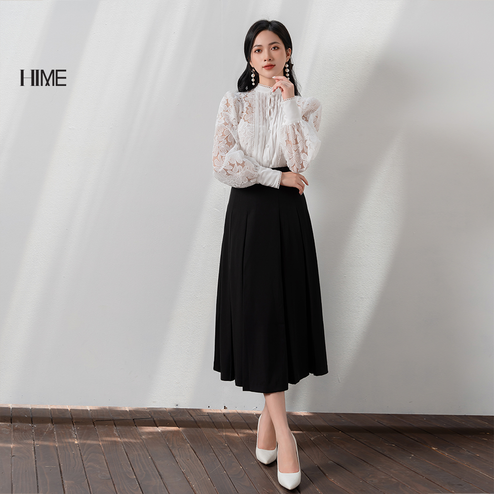 Áo sơ mi ren cổ trụ HIME H108BF1S0223