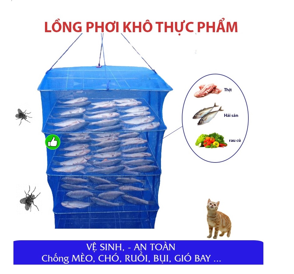 LỒNG LƯỚI PHƠI THỰC PHẨM KHÔ 4 TẦNG