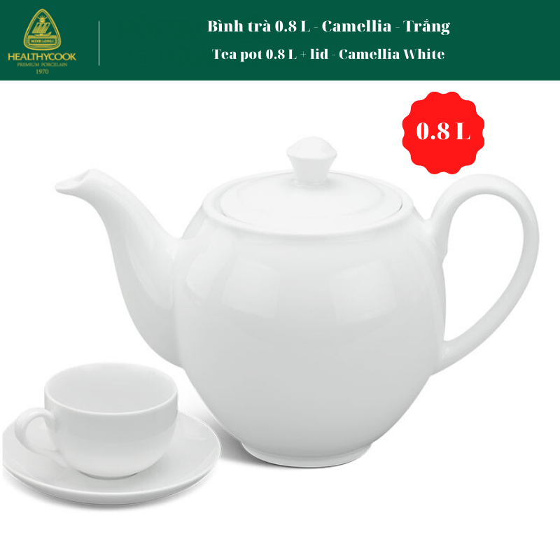 [HCM]Bình trà 0.8 L - Camellia - Trắng