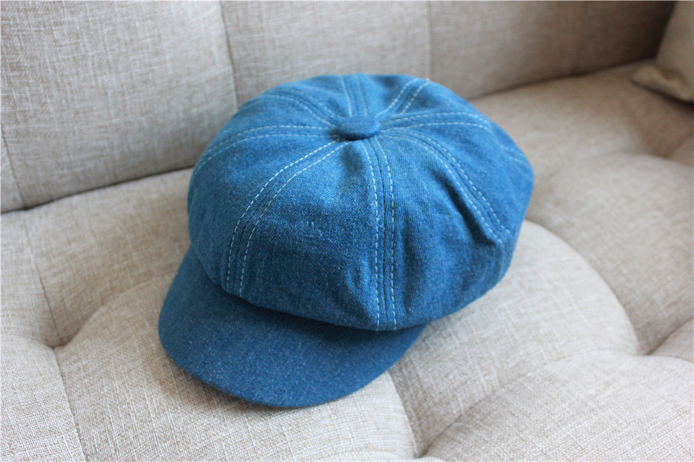 Mũ newsboy denim phong cách retro 80s