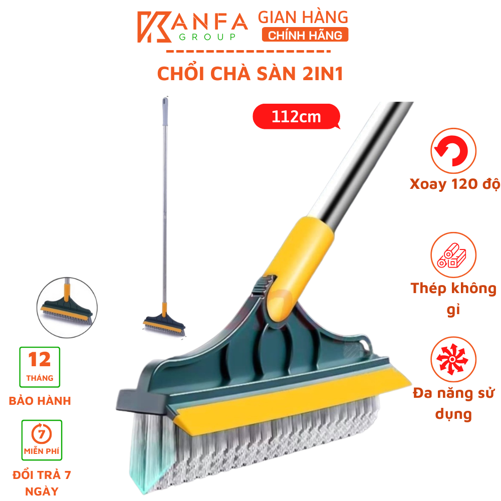 Chổi Chà Sàn Nhà Tắm Thông Minh Thiết Kế Đầu Gạt Nước Và Đầu Chổi Xoay 120 Độ Quét Nhà Siêu Sạch Mọi Góc Bẩn