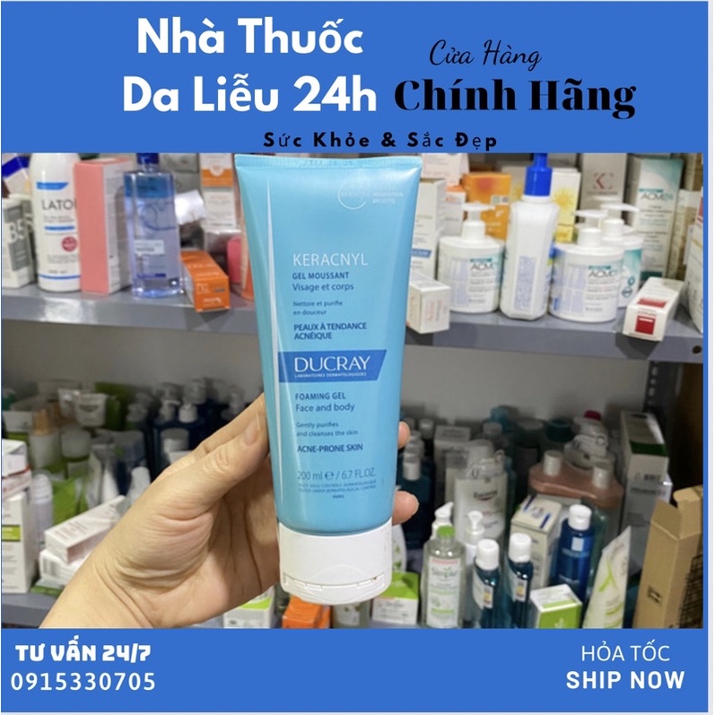 Gel rửa mặt tạo bọt cho da nhờn Ducray Keracnyl gel 200ml