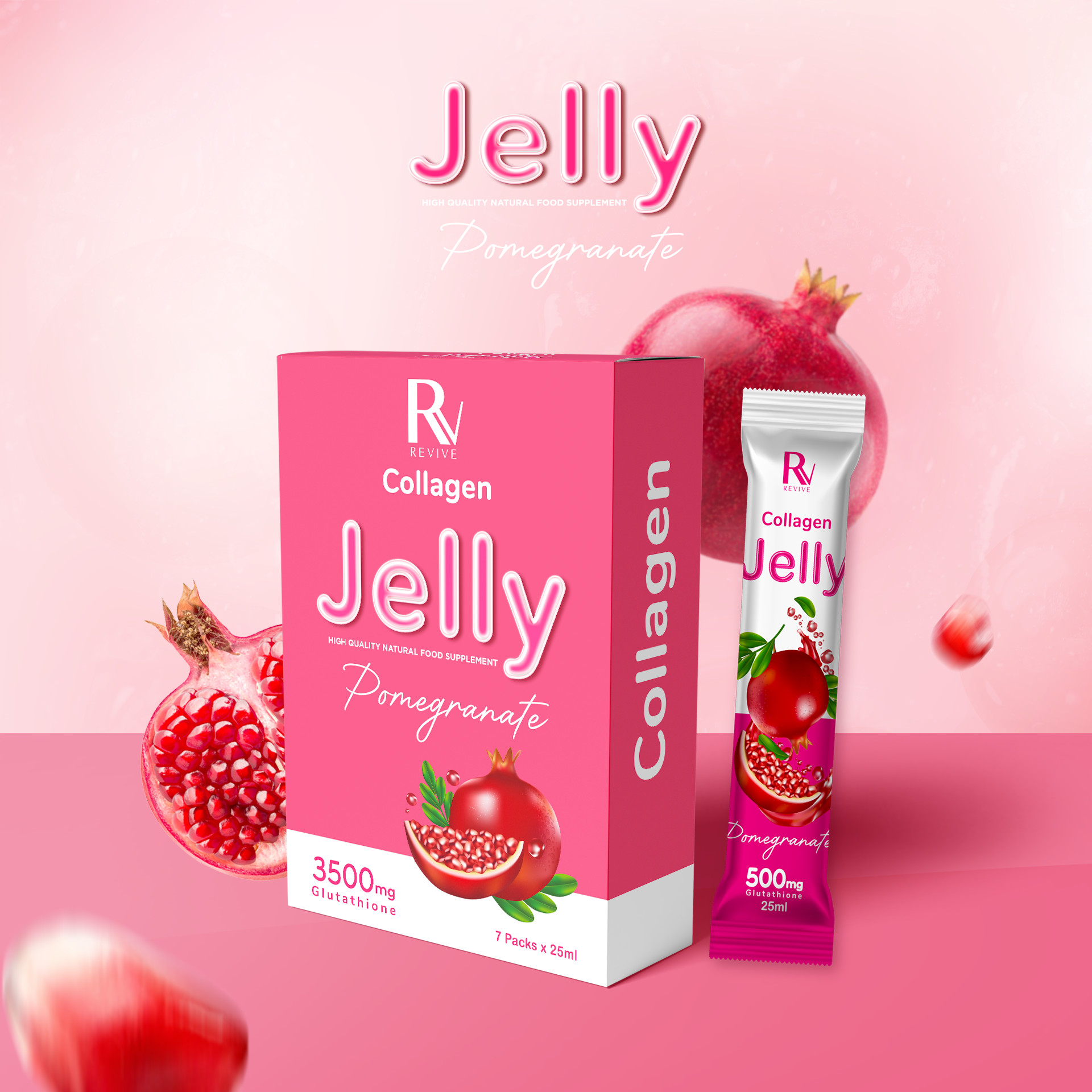 Combo 3 hộp thạch collagen jelly trắng da thụy sĩ vị lựu peru - sáng bật tông sau 21 ngày