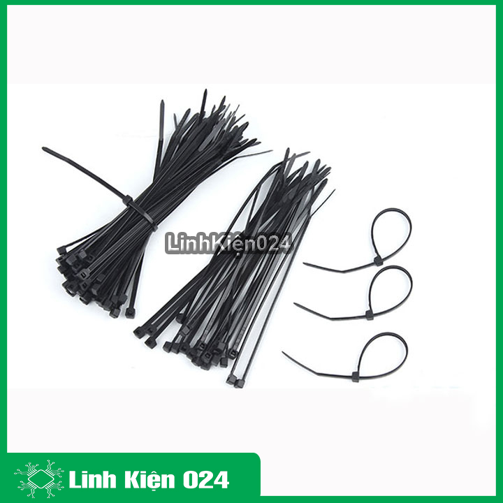 Gói 250pcs dây thít đen 5x300mm buộc chắc chắn