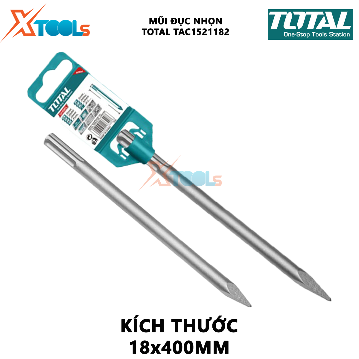 Mũi đục nhọn Total TAC1521182 | mũi đục nhọn size 18X400mm, độ bền cao, chịu nhiệt