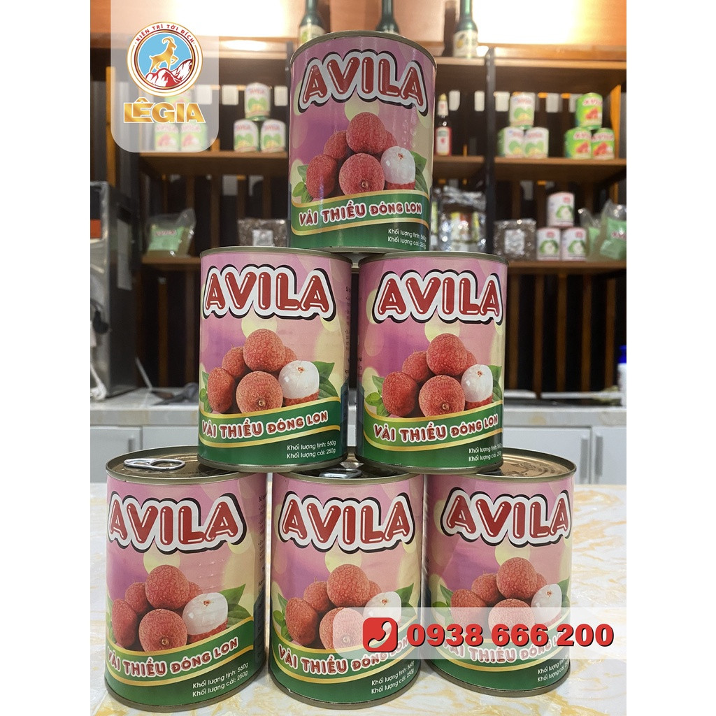 VẢI THIỀU NƯỚC ĐƯỜNG ĐÓNG LON AVILA 560G (LON HỒNG)