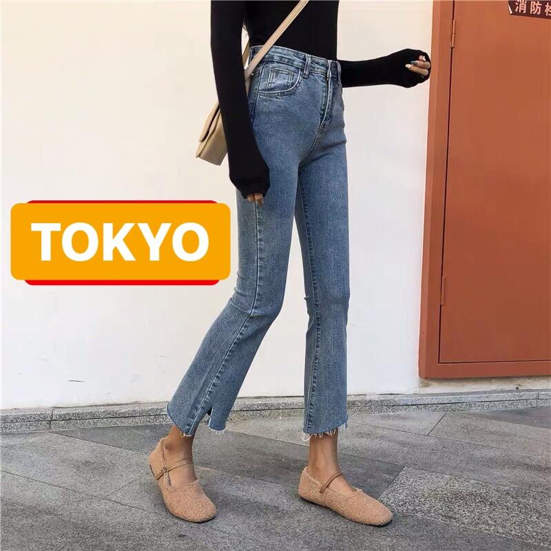 QUẦN JEAN NỮ CHẤT BÒ XANH ỐNG BASS LOE LƯNG CAO NÂNG MÔNG TAMAKO CAO CẤP TOKY-532 - TOKYO FASHION