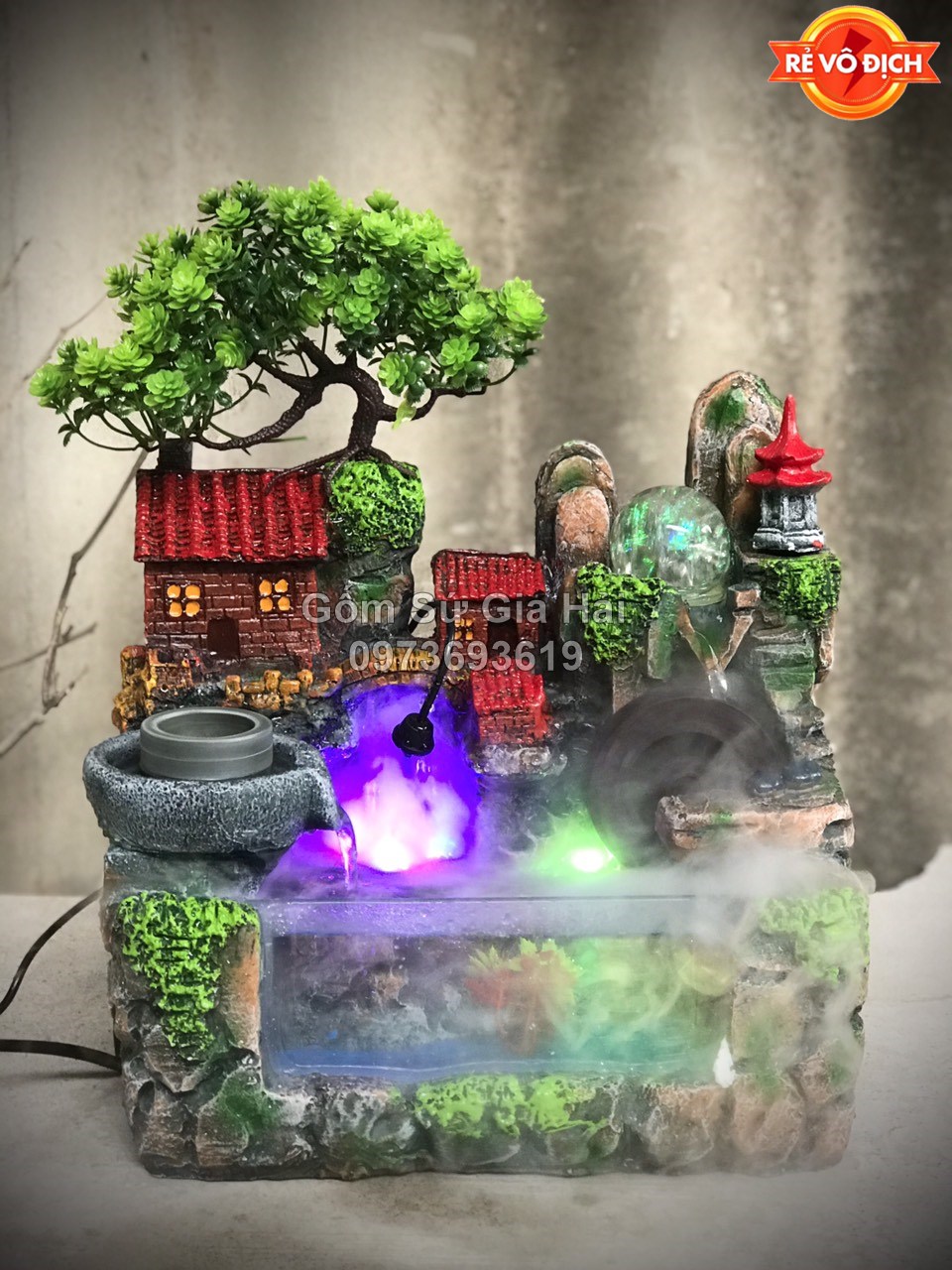 Thác nước phong thuỷ nhà đỏ Y001