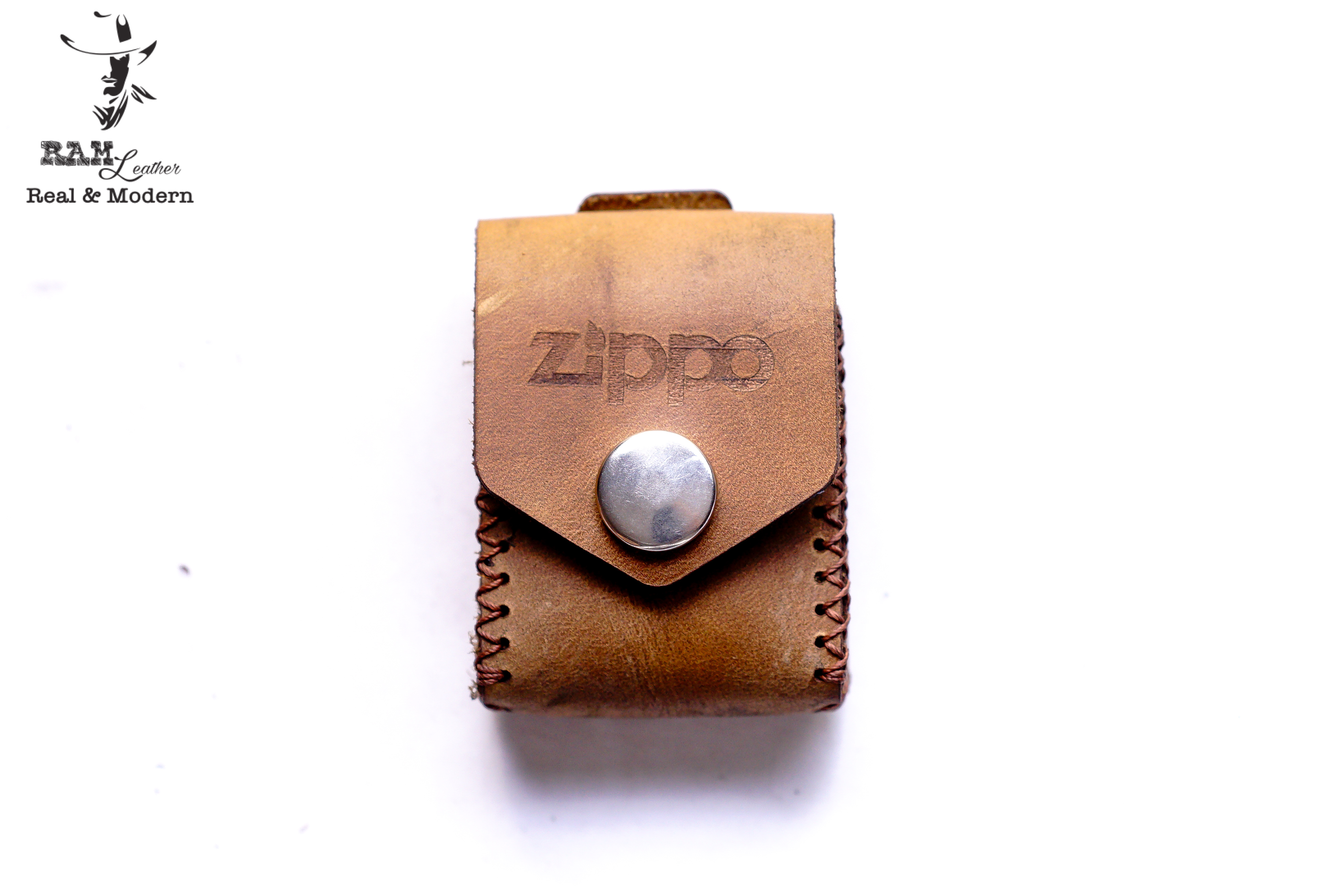 Bao da Siêu bền Zippo Da Bò Thật Nâu Đất RAM Leather