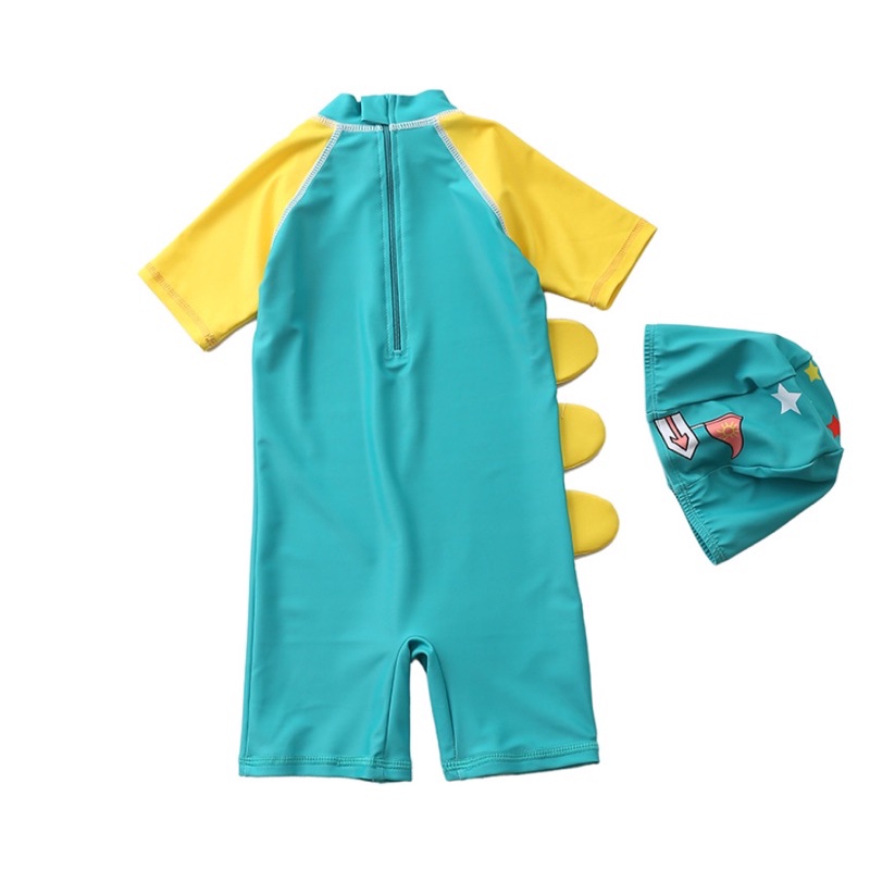 (có sẵn,kèm mũ) set đồ bơi khủng long cho bé trai kèm mũ