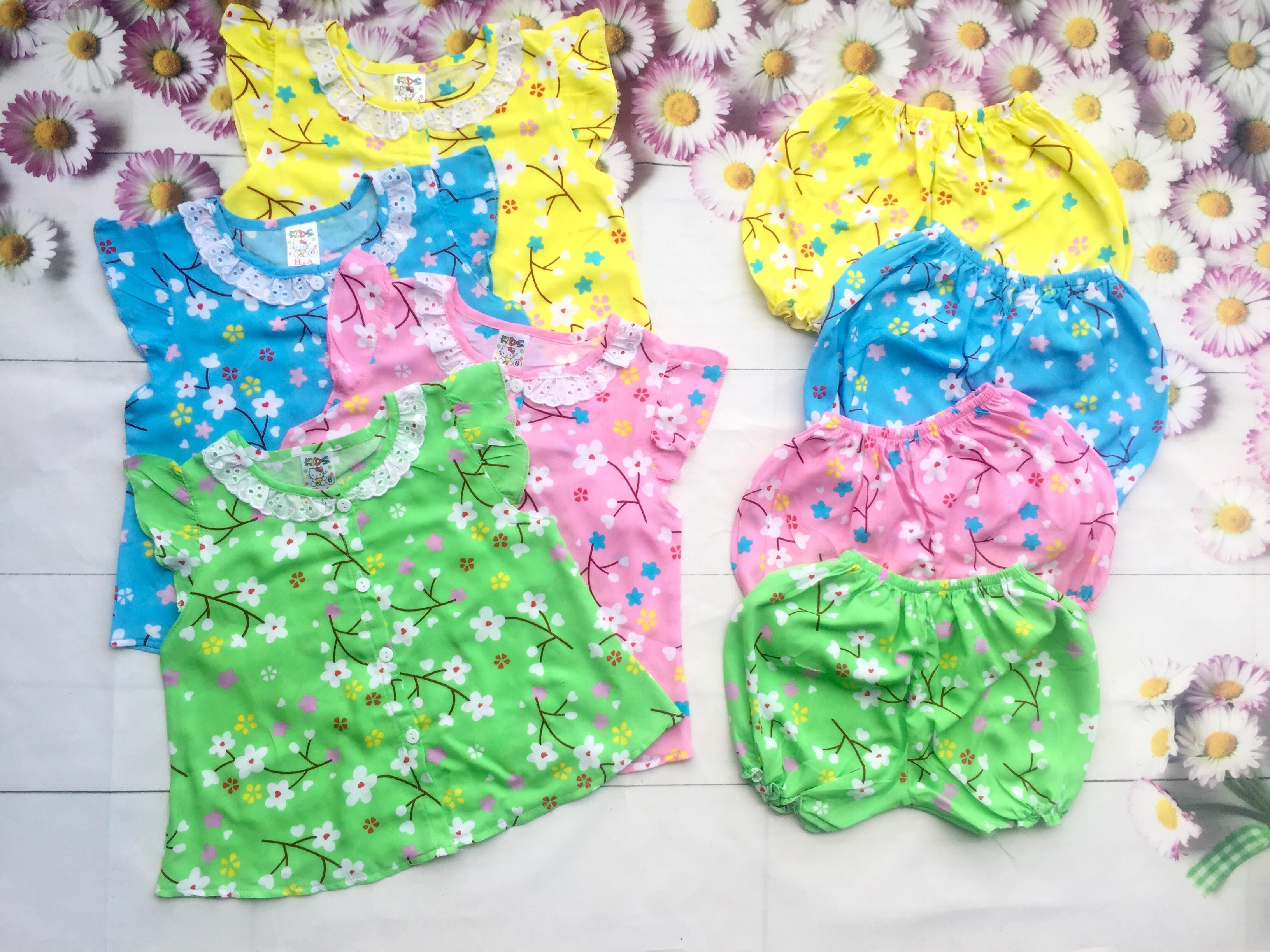 Combo 2 bộ đồ tôn (tole - lanh) cho bé gái 4-9kg (Mẫu có tay - Giao mẫu ngẫu nhiên)