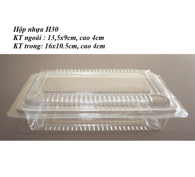 BỘ 100 HỘP NHỰA ĐỰNG BÁNH SU KEM 13.5 X 9CM , CAO 4CM - H30