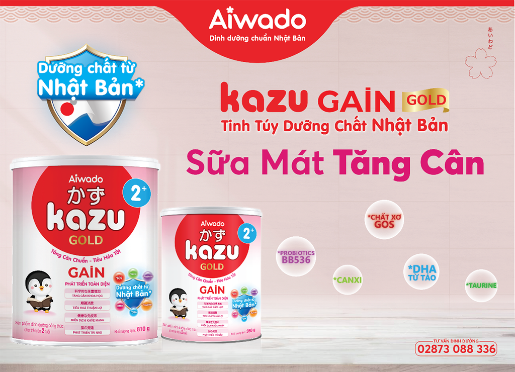 Sữa Kazu Gold Gain 0+ 1+ 2+ 810g (Date 2027)