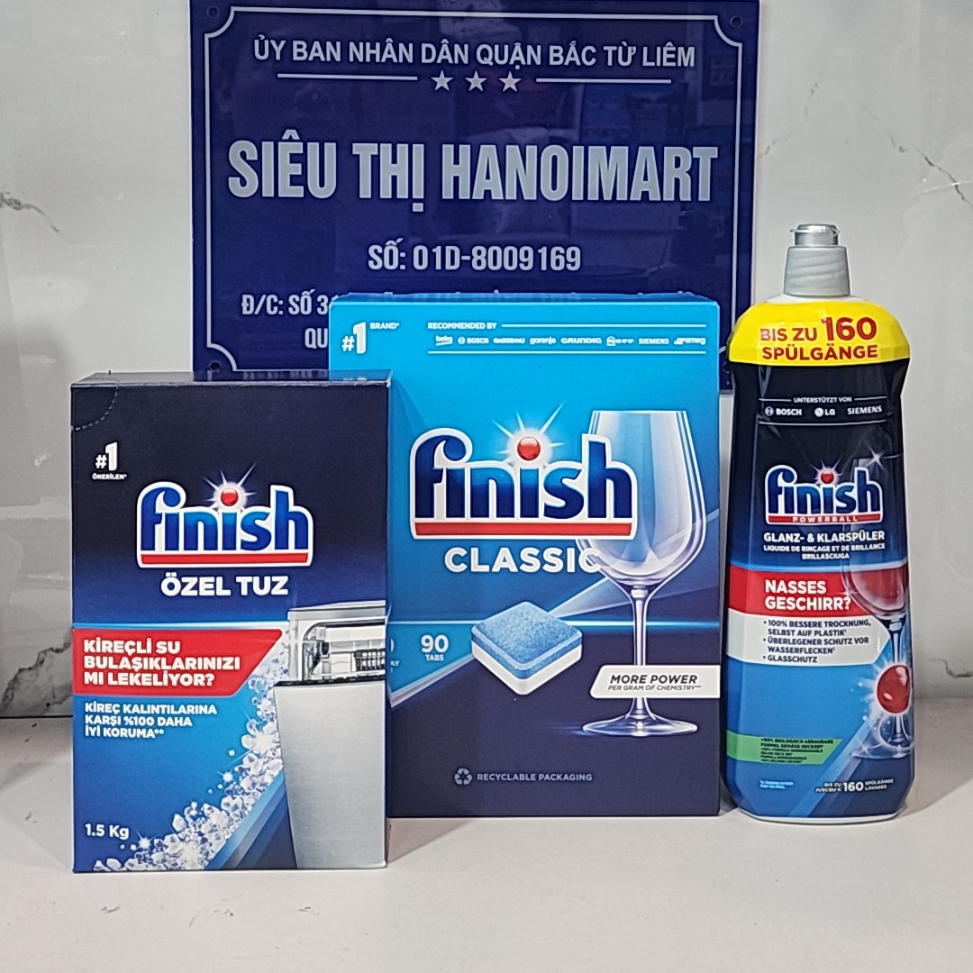 Combo Viên rửa bát Finish 90 Viên hoặc 1.5kg muối Finish hoặc 800ml Nước làm bóng finish