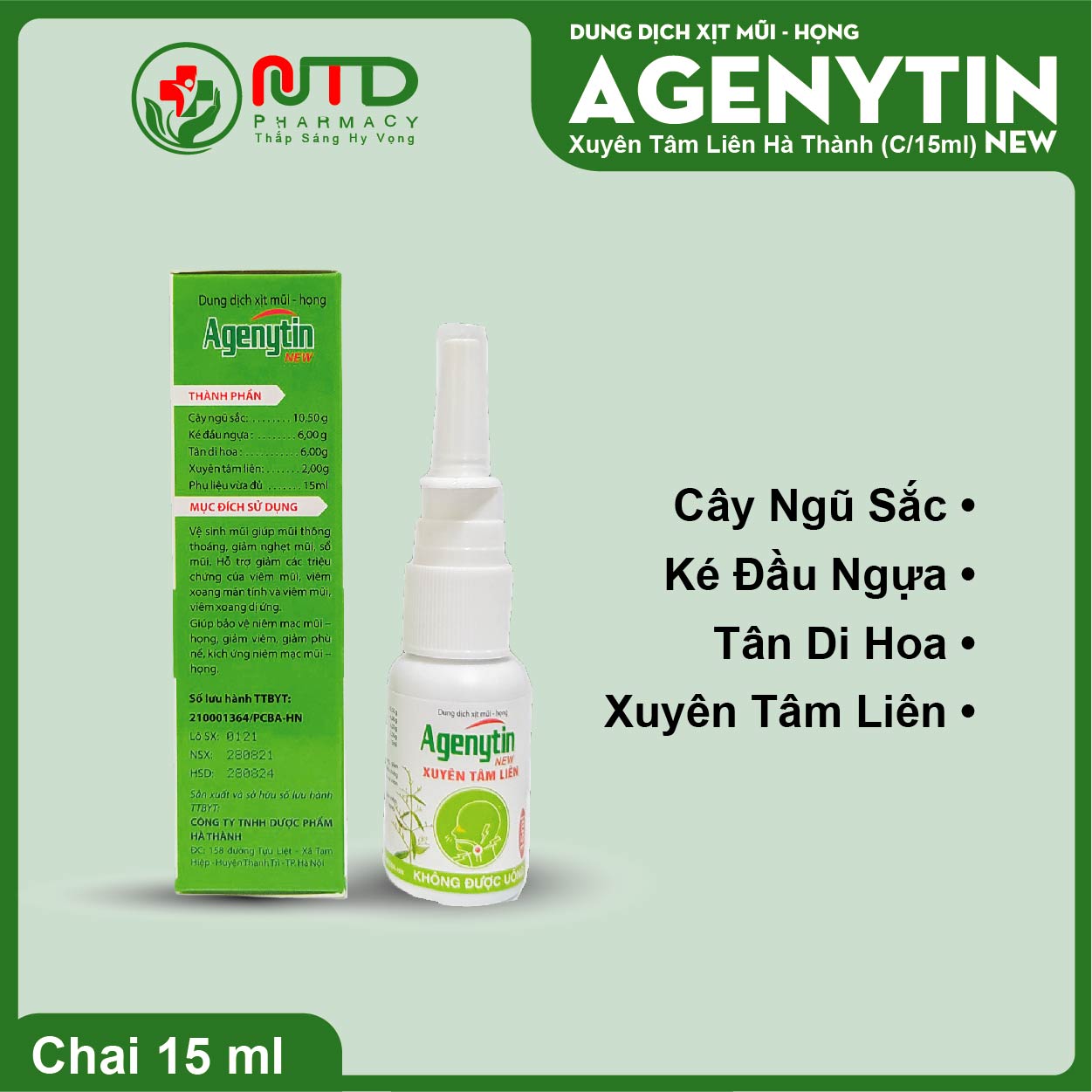 Agenytin New Dung dịch xịt mũi họng