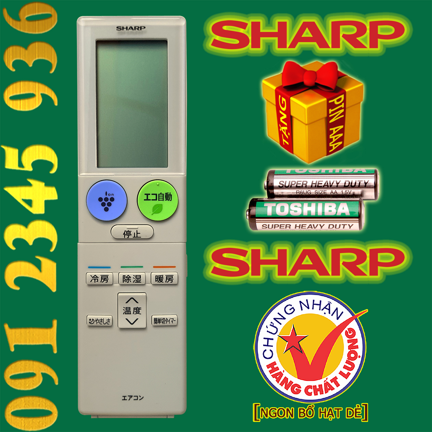 Điều khiển SHARP [NỘI ĐỊA] + [HÀNG ĐẸP] cho điều hòa. (Mẫu số 10)