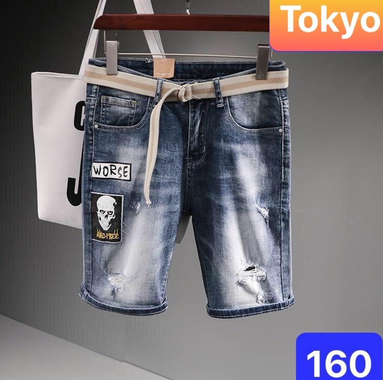 QUẦN SỌT SHORT LỬNG JEAN NAM CHẤT BÒ THÊU ĐẦU LÂU WORSE HÀN QUỐC TK-160 - TOKYO FASHION